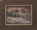 AN OIL PAINTING OF A SNOWY MOUNTAIN