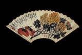 WU CHANGSHUO: INK AND COLOR ON PAPER FAN LEAF PAINTING
