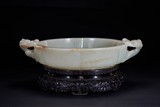 A LARGE IMPERIAL WHITE JADE 'DRAGON' WASHER