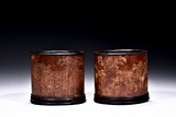 A PAIR OF BAMBOO CARVED BRUSHPOTS