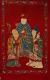AN EMBROIDERED SILK PANEL OF THREE STAR IMMORTALS