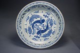 A BLUE AND WHITE 'DOUBLE FISH' DISH