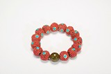 A RED BEAD AND TURQUOISE TOURMALINE ROSARY BRACELET