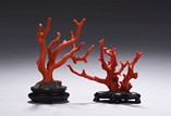 A PAIR OF RED CORAL BRANCH DECORATION