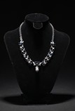 A BLUE DIAMOND AND PEARL NECKLACE