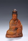 A SOAPSTONE CARVED FIGURE OF GUANYIN