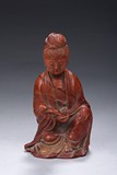 A CARVED SHOUSHAN FIGURE OF GUANYIN