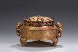 A GILT-BRONZE 'DRAGON AND PHOENIX' CENSER WITH COVER
