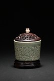 A LONGQUAN CELADON 'FLOWER' CENSER WITH COVER