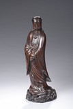 A LARGE AGARWOOD CARVED FIGURE OF GUANYIN
