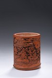A BAMBOO CARVED 'EIGHT IMMORTALS' BRUSHPOT