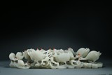 A LARGE HETIAN WHITE JADE 'GOOSE' CARVING