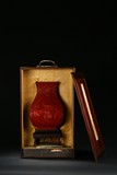 A FINE CINNABAR LACQUER CARVED SQUARE VASE