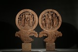 A PAIR OF WOOD 'FIGURES' SCREEN PANELS