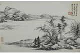 WU HUFAN: INK ON PAPER 'RIVERSCAPE' PAINTING
