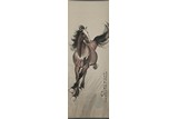 XU BEIHONG: COLOR AND INK 'GALLOPING HORSE' PAINTING