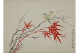 YU FEI-AN: COLOR AND INK 'BIRDS AND BAMBOO' PAINTING