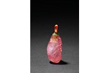 A PINK TOURMALINE CARVED SNUFF BOTTLE