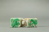A GREEN AND WHITE JADEITE 'CHILONG' BELT BUCKLE