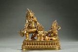 A JOINED GILT-BRONZE STATUE OF TWO BODHISATTVA