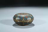 A CLOISONNE ENAMEL 'LOTUS' BOX AND COVER