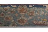 A THANGKA DEPICTING LUOHANS CROSSING THE SEA