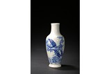 A BLUE AND WHITE 'PINE AND BIRD' VASE