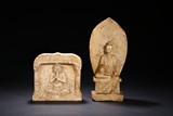 A GROUP OF TWO WHITE MARBLE BODHISATTVA STELES
