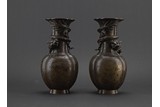 A PAIR OF LARGE BRONZE 'DRAGON' VASES