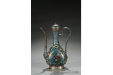 A CHINESE CLOISONNE ENAMEL 'LOTUS' EWER AND COVER