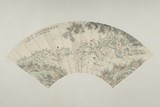 HUANG TINGSHAN: COLOR AND INK ON PAPER FAN PAINTING