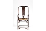 A CHINESE ROSEWOOD YOKE BACK ARMCHAIR