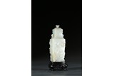 A WHITE JADE 'CRANE' VASE AND COVER