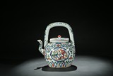 A WUCAI 'DRAGON AND PHOENIX' TEAPOT AND COVER