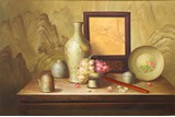 AN OIL ON CANVAS 'STILL LIFE' PAINTING