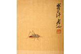 QI BAISHI: INK AND COLOR ON PAPER 'CRICKET' PAINTING