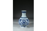 A BLUE AND WHITE 'LOTUS' VASE 