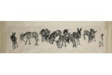 HUANG ZHOU: INK ON PAPER DONKEYS PAINTING