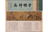 INK AND COLOR ON SILK HANDSCROLL ATTRIBUTED TO REN RENFA