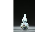 A FAMILLE ROSE 'FLOWERS' DOUBLE GOURD VASE 