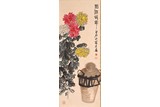 QI BAISHI: COLOR AND INK 'CHRYSANTHEMUM AND LIQUOR' PAINTING
