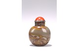 AN UNUSUAL PUDDINGSTONE CARVED SNUFF BOTTLE