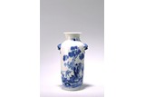 A CHINESE BLUE AND WHITE 'SCHOLAR' VASE