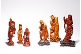 A GROUP OF SIX CHINESE BOXWOOD 'IMMORTALS' FIGURINES 