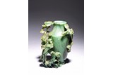 A CHINESE JADEITE 'FLORAL AND PHOENIX' VASE