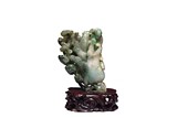 A CHINESE JADEITE 'FINGER CITRON' CARVING AND STAND
