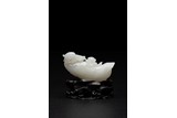 A CHINESE WHITE JADE CARVING OF DUCK 