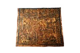 A CHINESE GOLD THREAD EMBROIDERED SILK 'LIONS' HANGING PANEL