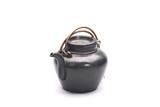A BLACK YIXING TEAPOT AND COVER