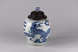 A BLUE AND WHITE 'QILIN' JAR AND COVER
